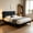 Black Full-1, variant on BSHTI Full Size Platform Bed Frame with Square Tufted Upholstered Headboard – Solid Wood Frame, 10 Wood Slats, Center Support Leg, Under-Bed Clearance, No Box Spring Needed, Pink