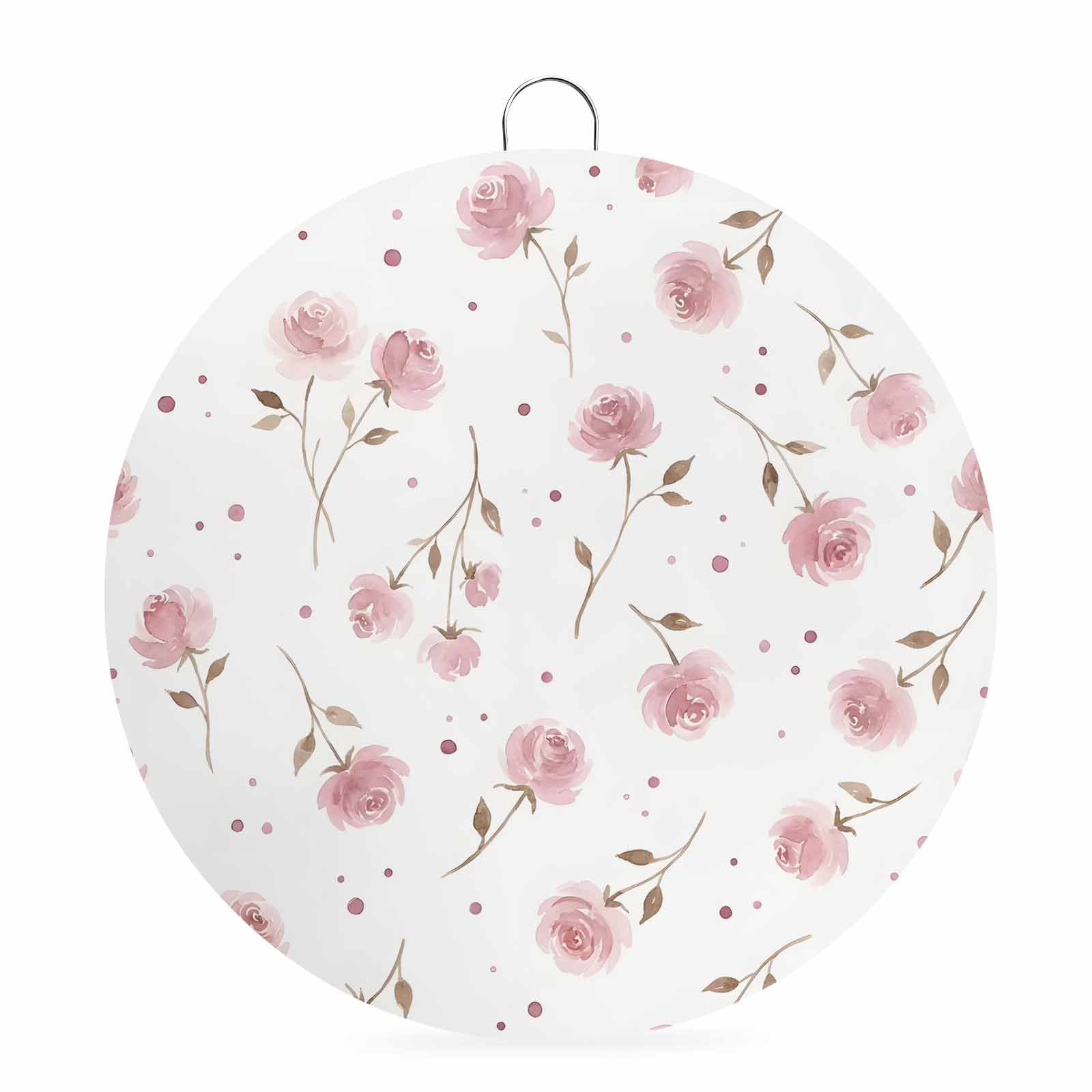Welcome Sign Front Door Decorations Pink Flowers Round Wall Art Outdoor Metal Wreaths Spring Floral Elegant Pastoral Farmhouse Seasonal Hanging Sign for Home Porch Decor Warming Gift 6 In