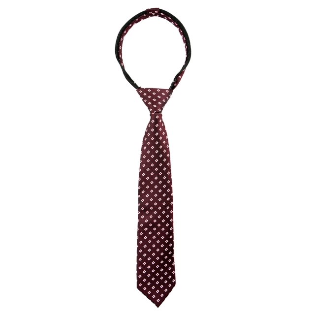 Spring Notion Boys' Pre-tied Woven Zipper Tie Medium Burgundy Diamonds