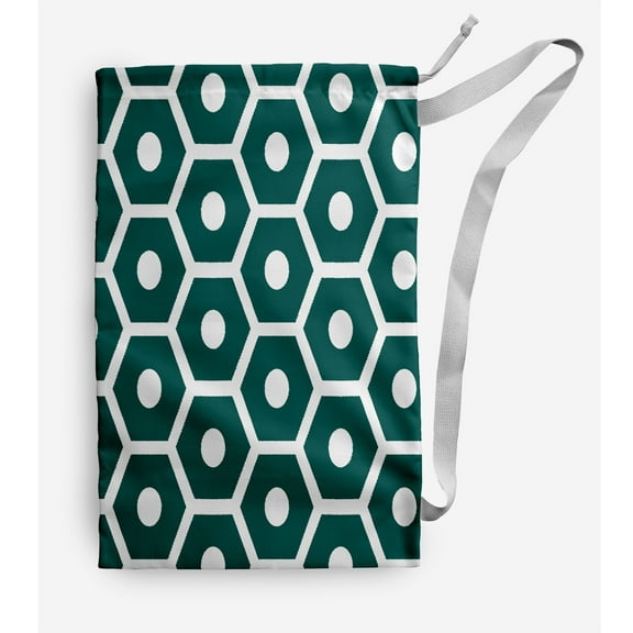 Simply Daisy Geometric 18 x 29 in Teal Laundry Bag