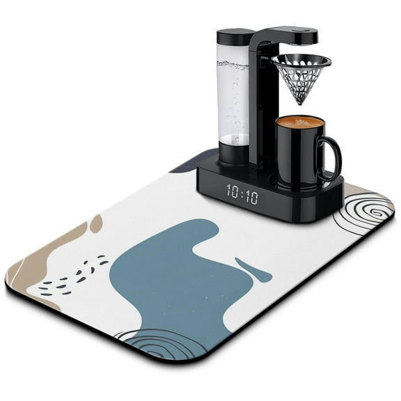 19.5x12in Boho Coffee Mat Elevate Coffee Bar with Stylish Organization, Highly Absorbent Kitchen Dish Drying, Coffee Mat Cute Abstract Art Circle Decor Enhancing Coffee Machine Charm