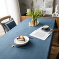thumbnail image 3 of Enova Home High Quality Tablecloth, Thick Rectangle Cotton and Linen Water Resistant Table Protector Cover for Dining Table Decoration (Blue) - 54" x 78", 3 of 6