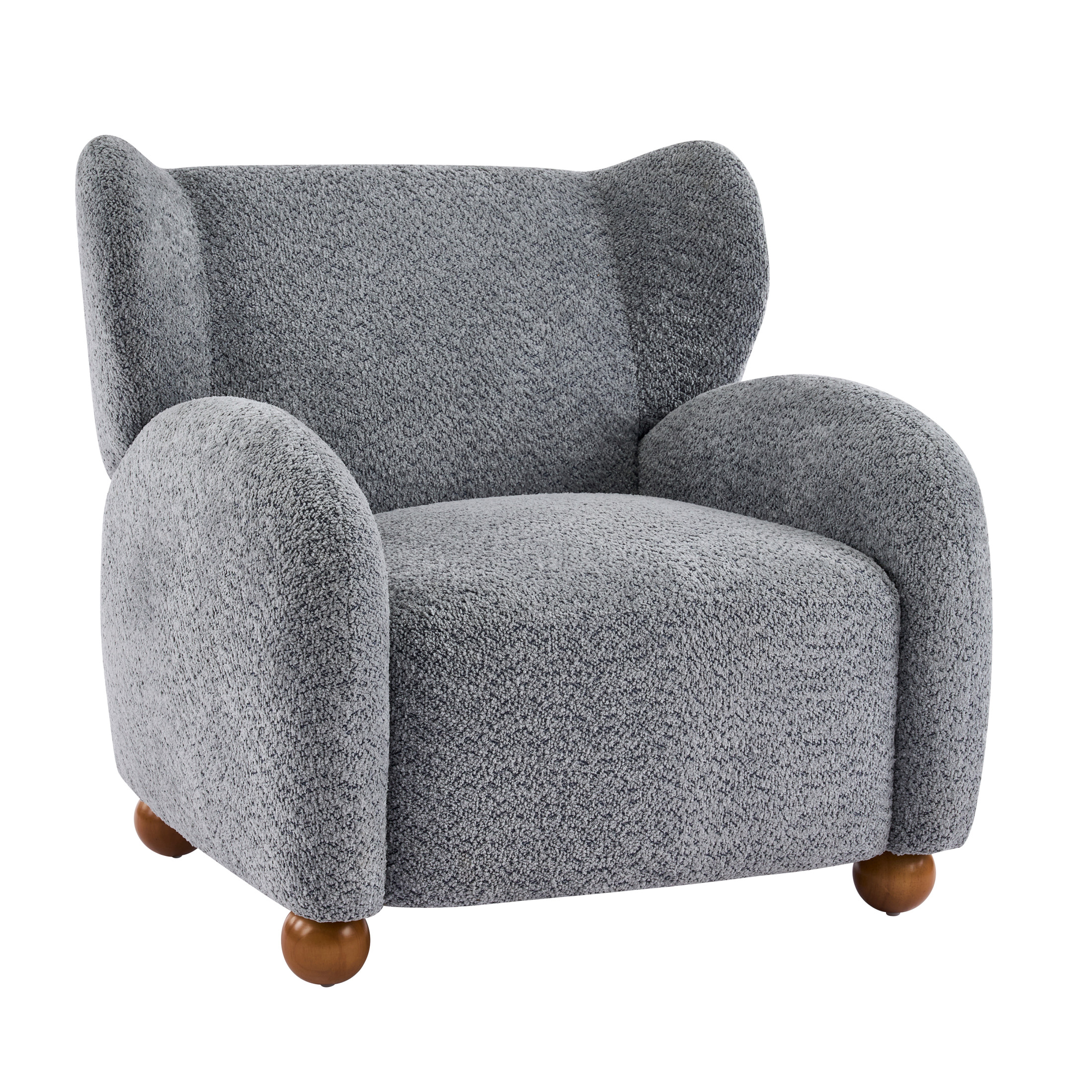 Christopher Knight Home Modern Wingback Accent Chair, Bouclé Upholstery with Round Legs, Dusty Blue