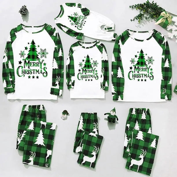 Conjuntos navideños a juego para la familia, conjuntos de pijamas familiares de primavera y otoño, Top de manga larga de algodón + pantalones, conjuntos de ropa para niños