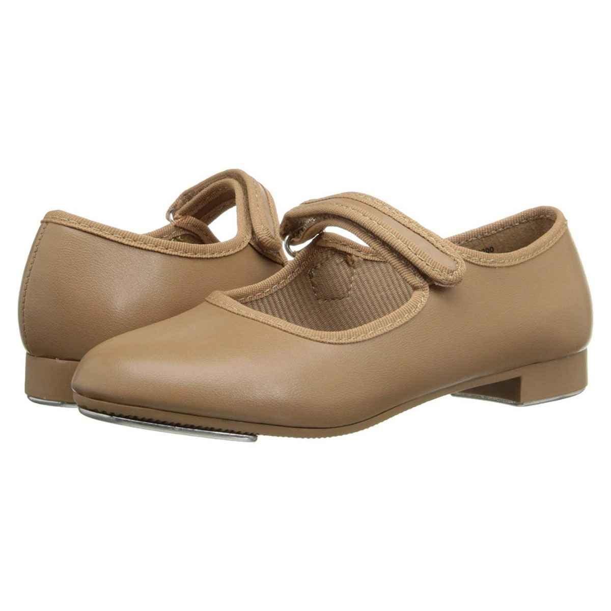 Dance Class Molly Jane Caramel Patent Tap Shoes with Hook-and-loop Strap for Toddler Girls Size 11.5