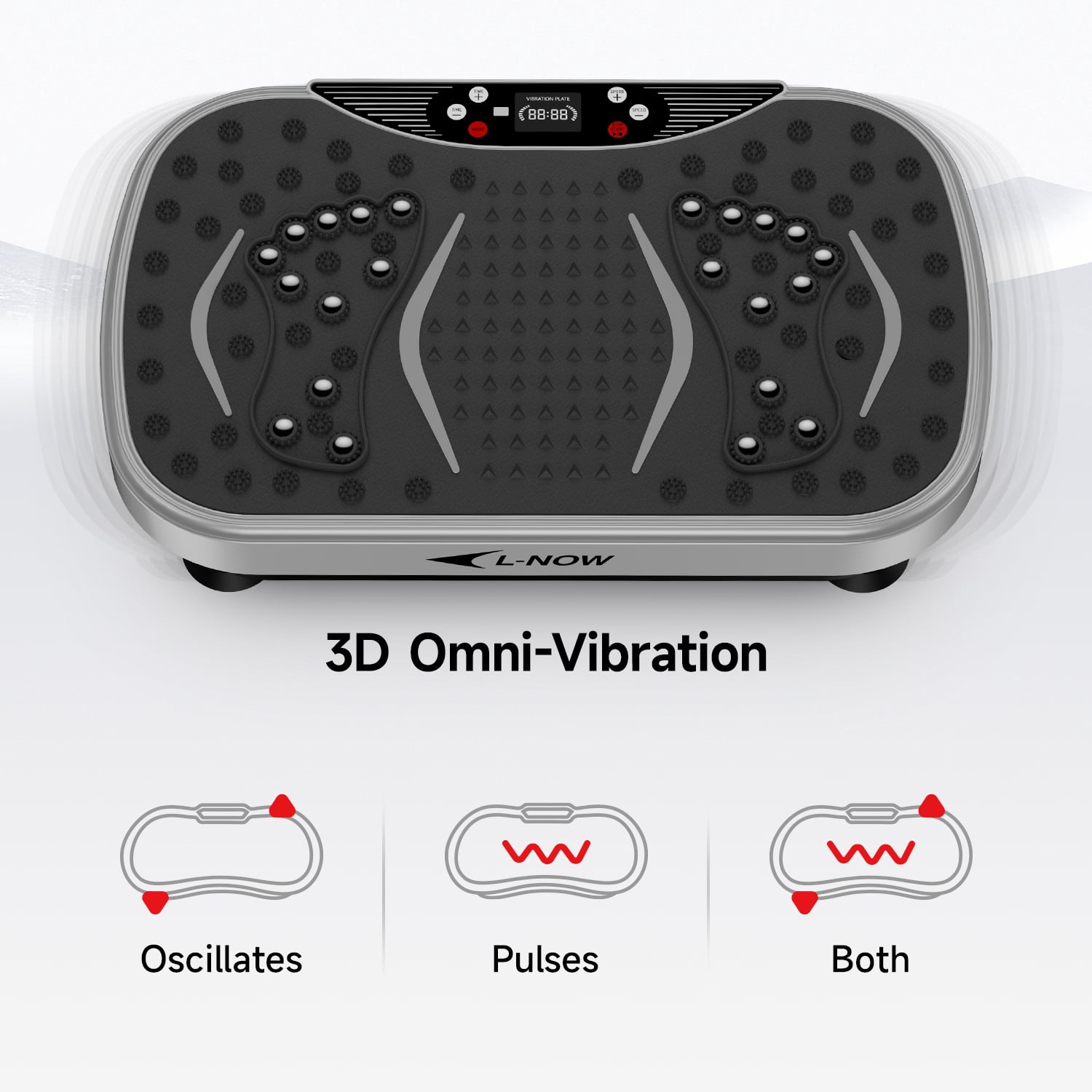 Lnow Vibration Plate Exercise Machine, Full Body Workout Machine for Weight Loss, Vibration Platform w/ 2 Resistance Bands 350lbs, Christmas Gifts