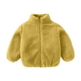 thumbnail image 2 of Baby Girls Boys Fleece Jacket Toddler Cute Coat Warm Winter Outwear Zip Up Fuzzy Plush Sweatshirt For Kids Fall Winter Outfits Yellow 1-2 Years, 2 of 6