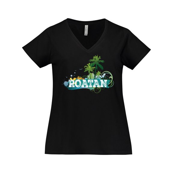 Inktastic Roatan Honduras Vacation Women's Plus Size V-Neck T-Shirt