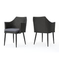 thumbnail image 2 of Olurrisa Grey Multi Outdoor Dining Chair Set of 2, PE Wicker with Wood-Look Iron Legs & Water Resistant Cushions, 2 of 8