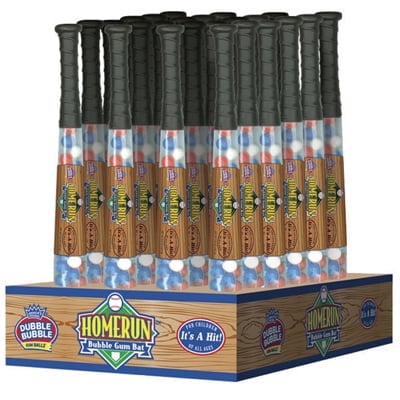 Dubble Bubble Baseball Bats Filled With Gum, (Pack of 24)