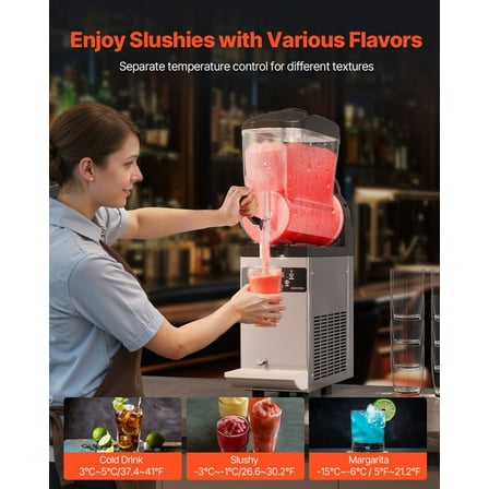 12L Commercial Slushy Machine for Margarita, Smoothie & Frozen Drinks, Slushie Maker with Heavy Duty Motor (200W), Perfect for Restaurants & Bars