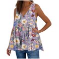 thumbnail image 2 of Summer Women Tank Tops Plus Size V-Neck Sleeveless Floral Printed Classic Pullover Blouse Shirt Casual Loose Dressy Going Out Tops For Women, 2 of 5