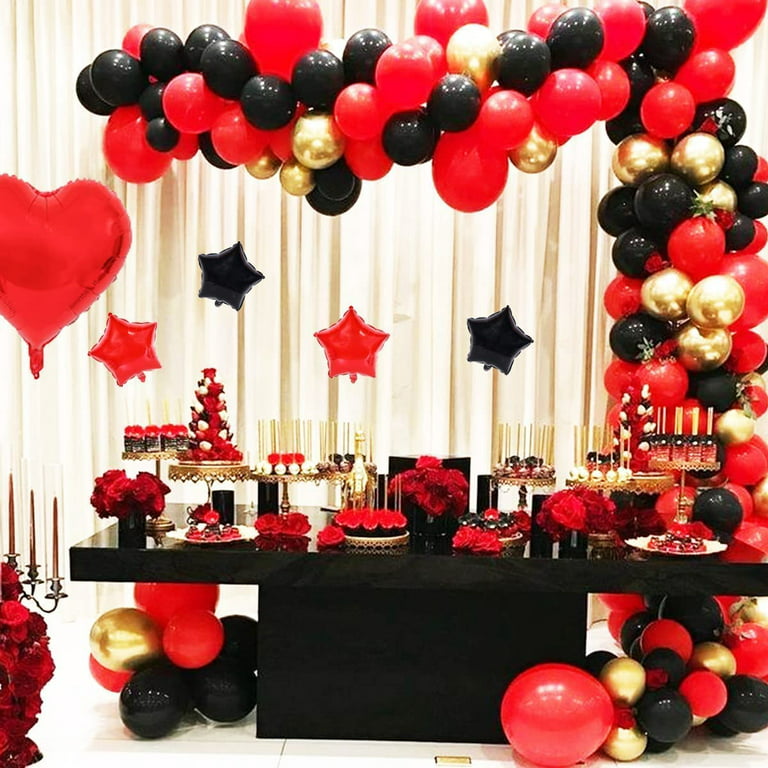 Red Black Gold Balloon Garland Arch Kit, 121PCS Red Black Metallic Gold  Balloons Red Heart Foil Balloons for Birthday Wedding Bridal Shower  Graduation Retirement Christmas New Year Party Decorations 