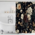 thumbnail image 4 of Vintage Black Floral Waterproof Fabric Shower Curtain,Spring Seasonal Botanical Blooms Waterproof Fabric Shower Curtain for Bathroom Curtains Bathtubs Shower Curtains with 12 Hooks Small 36x72in, 4 of 8