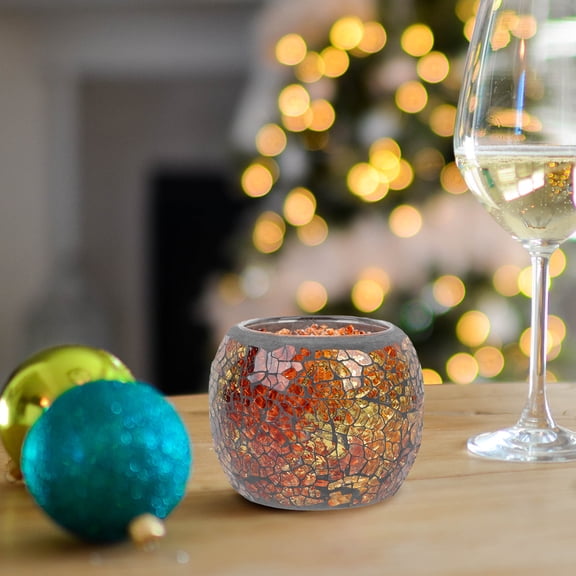 OFFIGAM European Style Mosaic Glass Candlestick Holders for Home, Restaurant, Wedding, and Party Decor