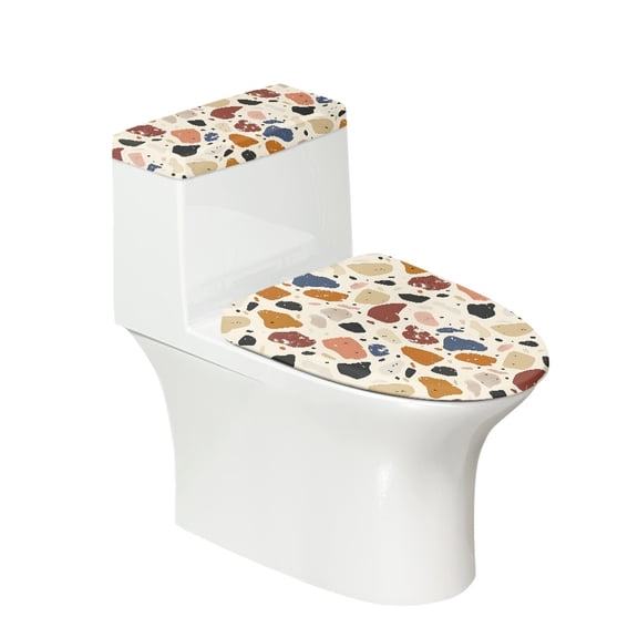 HELLHERO Polyester Bathroom Toilet Cover Set Lid Cover Set for Toilet Adjustable Stretch Universal Easy to Install Elastic Edge for 17"x21"