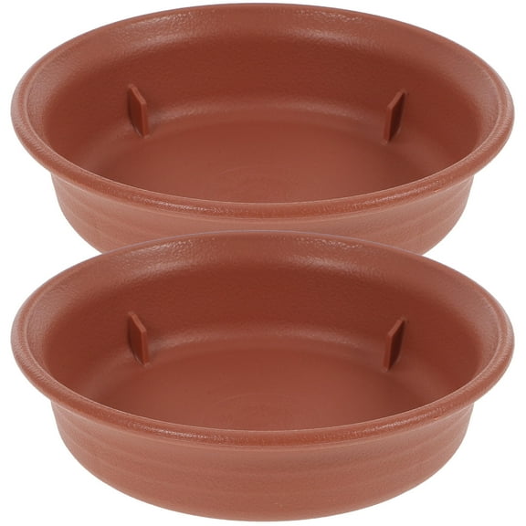 SOPOTUTU 2-Pack Red Plastic Plant Saucers for Indoor Pots, Round Water Catch Trays for Houseplants