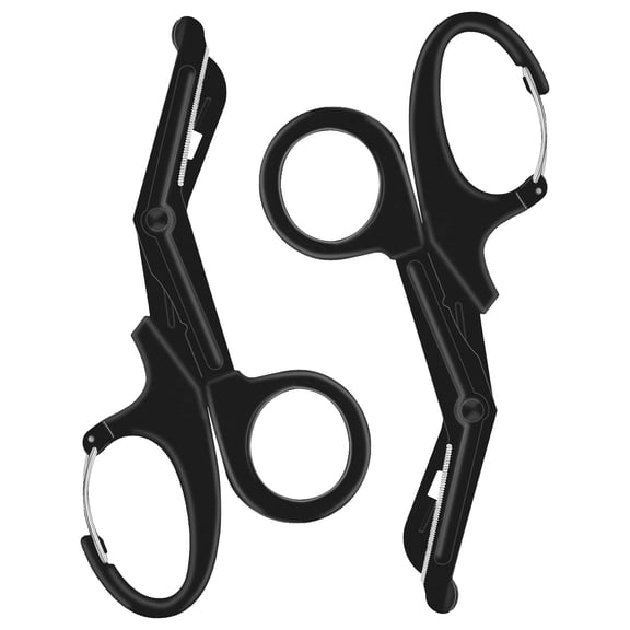 2 Pack Nurses Scissors - 7.5 inch Bandage Scissors for Nurses with Carabiner, Fluoride-Coated Non-Stick Blades Stainless Steel Trauma Shears for Nurses, Doctors, and Nursing Students (Black)