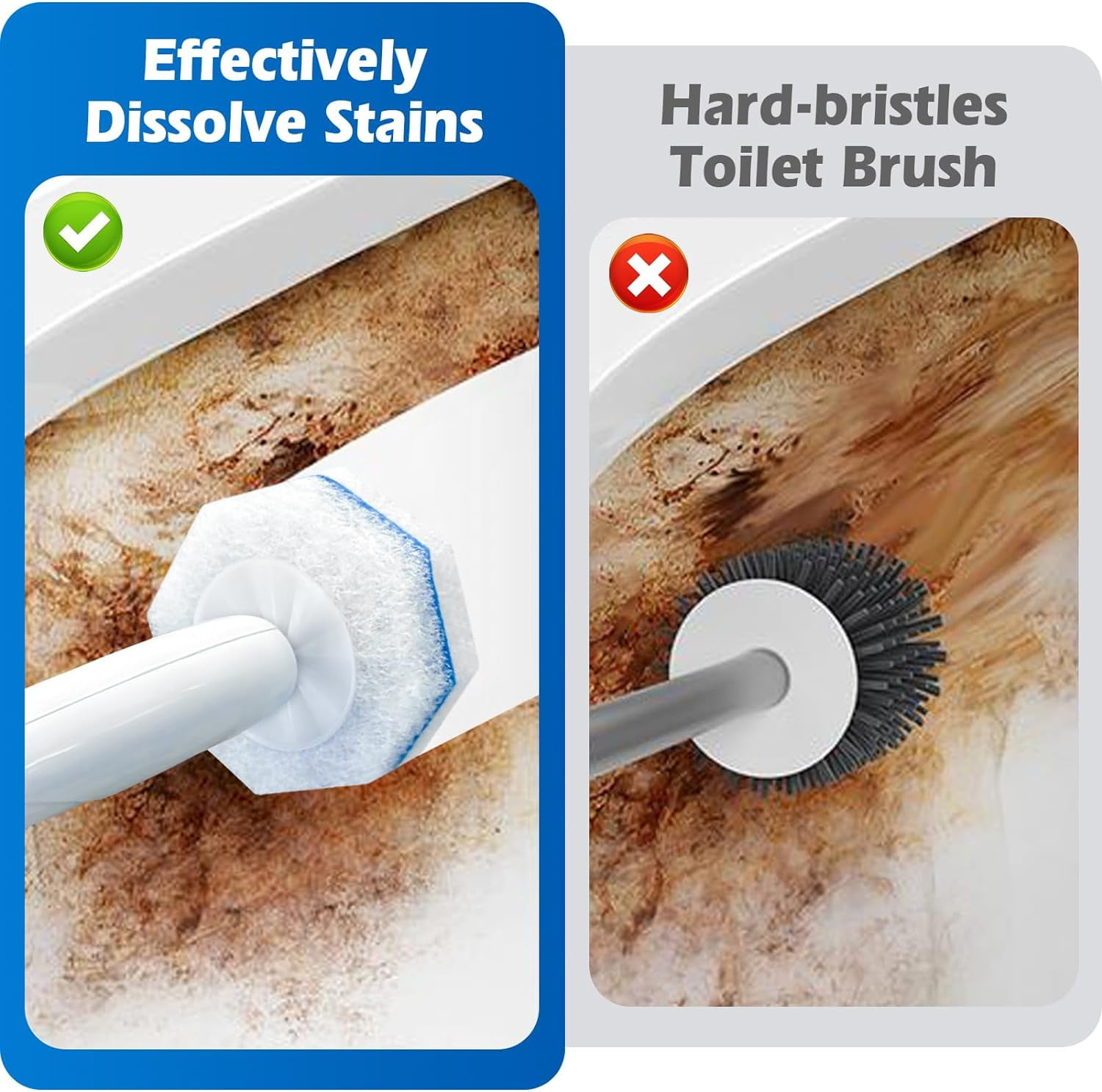 60Pcs Toilet Bowl Wand Refills Compatible with Clorox, Disposable Toilet Brush Bowl Cleaning Wand Heads