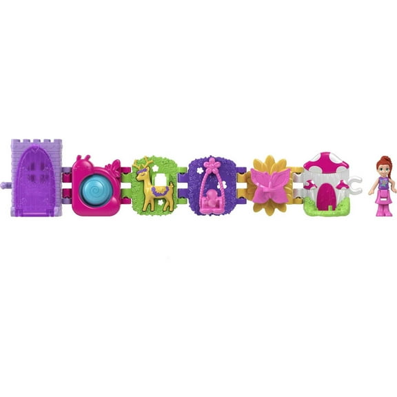 Polly Pocket Toys, Bracelet Treasures Wearables with Snap-Together Sections and Micro Doll