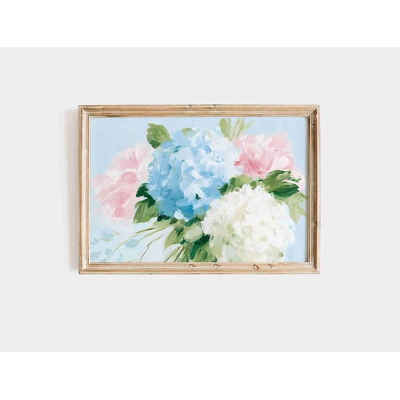 Pastel Hydrangea Wall Art Print Grandmillennial Decor