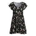 thumbnail image 5 of No Boundaries Juniors Peasant Babydoll Dress, Sizes XS-3XL, 5 of 5