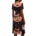 thumbnail image 5 of Women's Halloween Print Casual Dress, Round Neck with Pockets, Comfortable Relaxed Fit for Everyday Outings, Halloween Themed Cosplay Dress Black L, 5 of 5