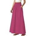thumbnail image 4 of Long Skirts for Women Lace Up Embroidered Pleated Maxi Skirts Womens Summer Casual Solid Plus Size Hight Waist Flowy A Line Long Skirts, 4 of 7