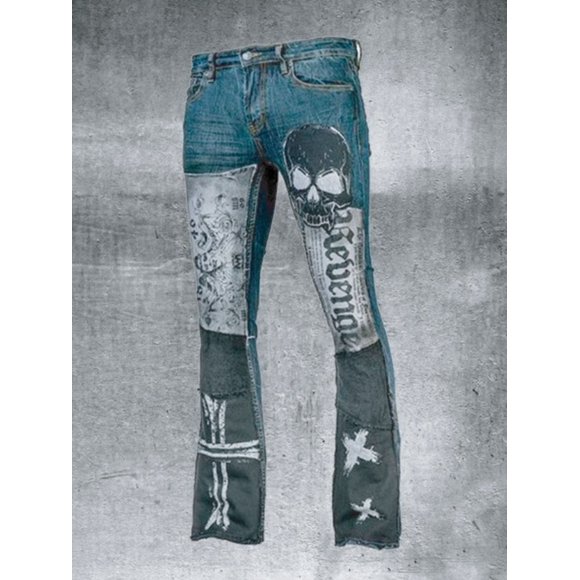 Vente de Liquidation Jeans à Imprimé Punk Rock