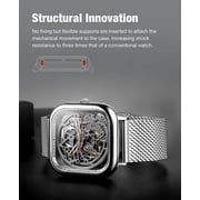 CIGA Design Automatic Mechanical Watch C Series Skeleton Analog Wrist Watch with Milanese and Leather Strap Sapphire Crystal Mirror Gifts for Men and Women