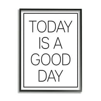 Stupell Industries Minimal Good Day Phrase Inspirational Painting Black Framed Art Print Wall Art, 24 x 30