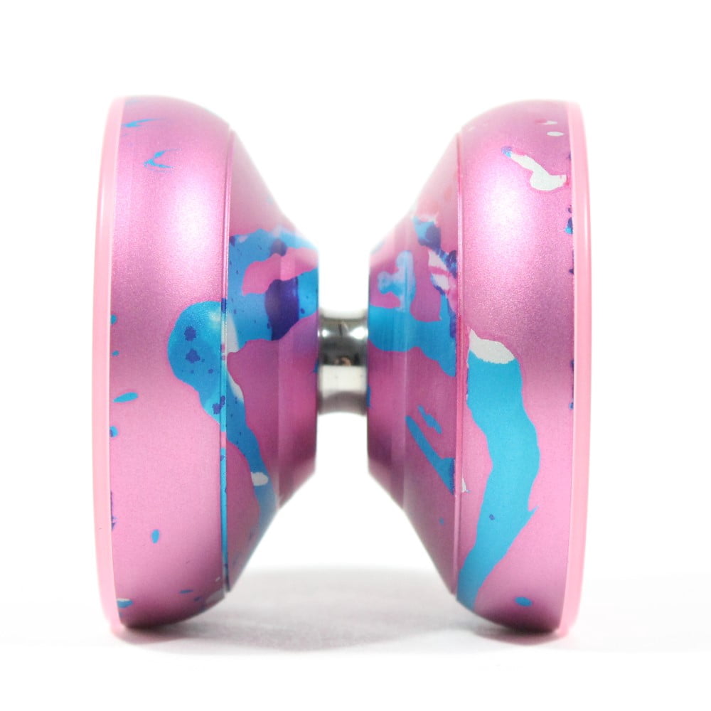 hspin x C3yoyodesign Antipodal Point Yo-Yo - 7075 Aluminum YoYo with PC Rings (Matte Pink Red Splash w/Pink Rings)