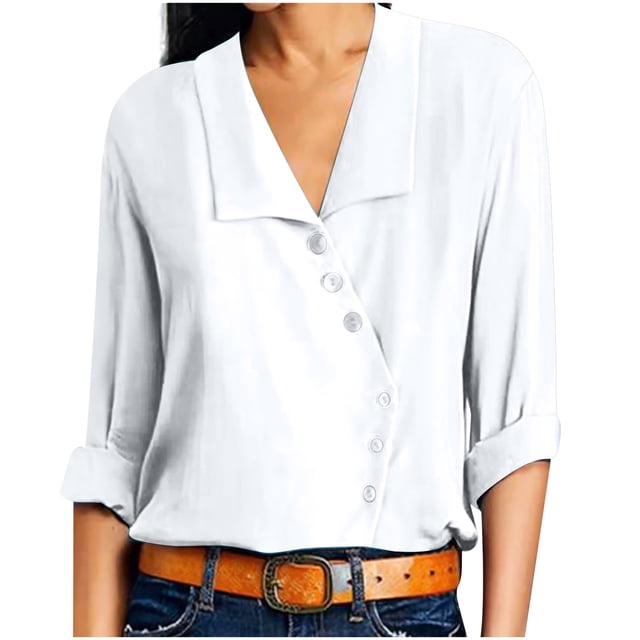KIHOUT Hauts pour Femmes Printemps Hiver Mode Décontractée Cardigan à Col Rabattu Manches Longues T-Shirt Ample Blouse à Boutons