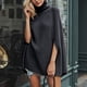 thumbnail image 3 of Gibobby Sueter De Mujer Mantón de punto de europea y americana estilo Cape Poncho para mujer(Negro,M), 3 of 4