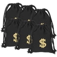 thumbnail image 1 of FELTECHELECTR Black Canvas Drawstring Bag for Coins Storage and Party Use 6 Pieces Small Size, 1 of 7