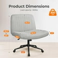 thumbnail image 2 of PRZL Criss Cross Chair with Wheels & Pads Home Office Cross Legged Chairs Ergonomic Computer Desk Task Wide Seat for Bedroom Vanity Comfy Swivel (Grey), 2 of 12