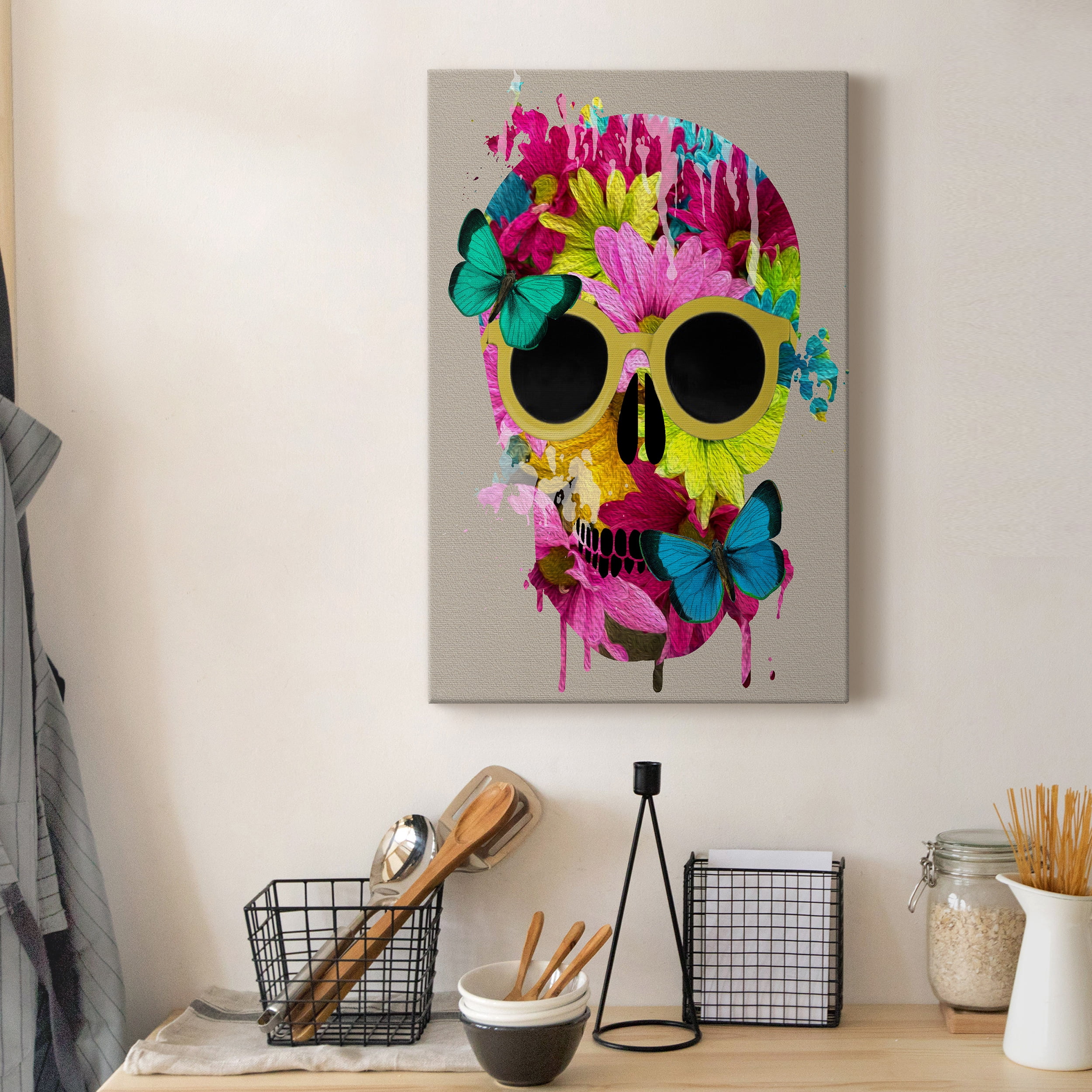 Floral Skull Premium Gallery Wrapped Canvas - Ready to Hang - 32 x 48