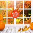 thumbnail image 4 of Hello Fall Thanksgiving Sign Fall Home Wreath Welcome Signs Round Wreath Sign with Ribbon Bow for Autumn Halloween Thanksgiving Decoration, 4 of 8