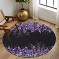 thumbnail image 2 of Round Rug 7Ft Washable Non-Slip, Purple Lavender Circle Area Rugs for Living Room Bedroom, Spring Watercolor Wildflowers Plant Black Indoor Floor Mats Carpet Runner for Home Decor Aesthetic, 2 of 8