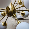 thumbnail image 3 of Art Deco Maritime Antique Murano Glass and Brass Sputnik Cloud Chandelier, 3 of 6