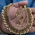 thumbnail image 2 of Guttapusalu Necklace Set Traditional South Indian Gold Plated Bridal Jewellery for Women, 2 of 2