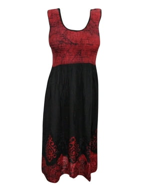 Mogul Womens Summer Dress Black Red Sleeveless Boho Style Evening Dresses