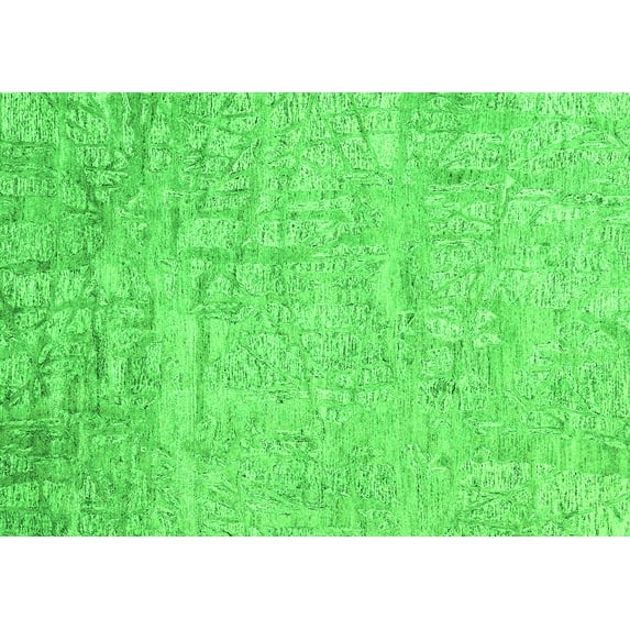 Ahgly Company Indoor Rectangle Abstract Green Contemporary Area Rugs, 7' x 9'