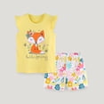 thumbnail image 2 of BOBOGOJP Toddler Girls Summer Outfit Cotton Top and Shorts Clothing Set Light Yellow for Size 6-7 Years, 2 of 6