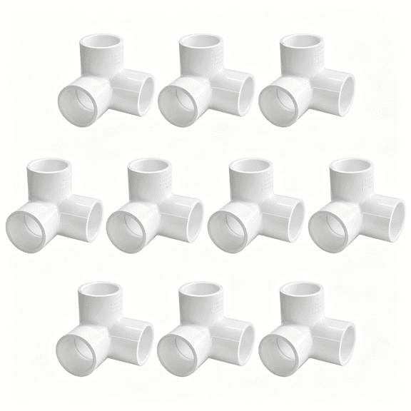 ARLAJO 10 Pack PVC Pipe Fittings, 3/4" Tee Elbow 3-Way, Side Outlet Ell | PVC Connector, DIY Building Greenhouse Shed Pipe Tent Connection, SCH40 White (SOC x SOC x SOC)