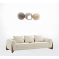 thumbnail image 3 of 100" Cream Long Fabric and Walnut Wood Sofa, 3 of 3
