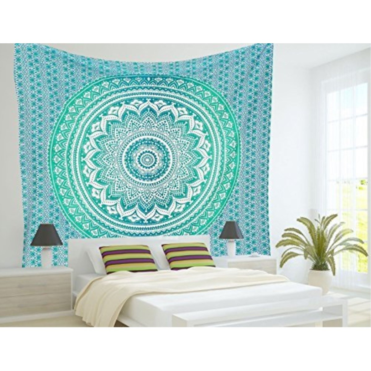 RawyalCraftsGreen Ombre Tapestry,Indian Hippie Tapestry, Wall Hanging