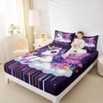 thumbnail image 3 of Metsweet Kawaii Unicorn Princess King Sheets 4pcs, Purple Butterfly Flowers Bedding, Purple Pink Blue,1 Fitted Sheet, 1 Flat Sheet and 2 Pillowcases, 3 of 5
