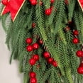 thumbnail image 6 of xaoyunyn Artificial Christmas Teardrop Swag with Realistic Leaves and Red Berries，Decorative Indoor and Outdoor Hanging Wreath with Bow for Home and Garden, 6 of 8