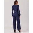 thumbnail image 4 of DARING DIVA Women's V Neck Long Sleeve High Waisted Wide Leg Jumpsuits XL Dark Blue, 4 of 6